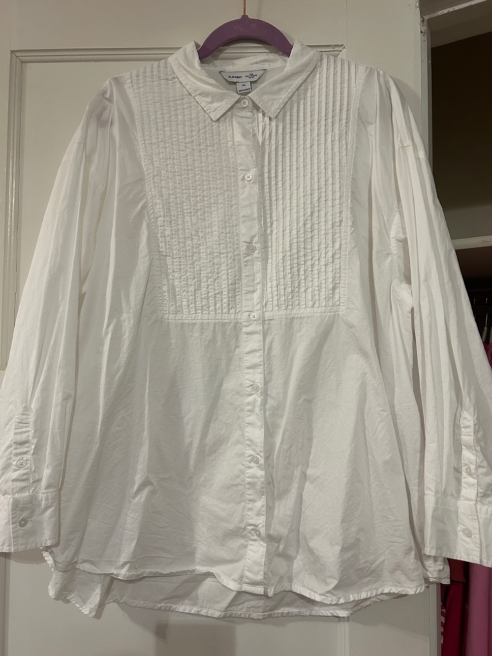 Old Navy White Pintuck Front Button-Down Shirt